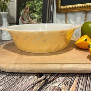 FIRE-KING ANCHOR HOCKING Swirl Mixing Bowl - Orange White - Vintage